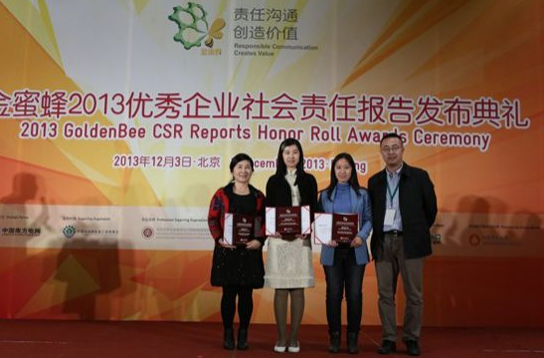 公司控股集團榮獲“金蜜蜂2013 年優秀企業社會責任報告·創新報告獎”